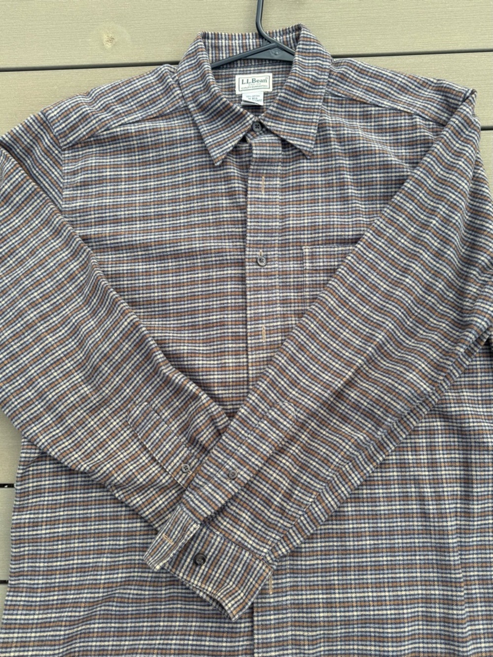 L.L. Bean Men’s Brown and Gray Plaid Button-Down Shirt